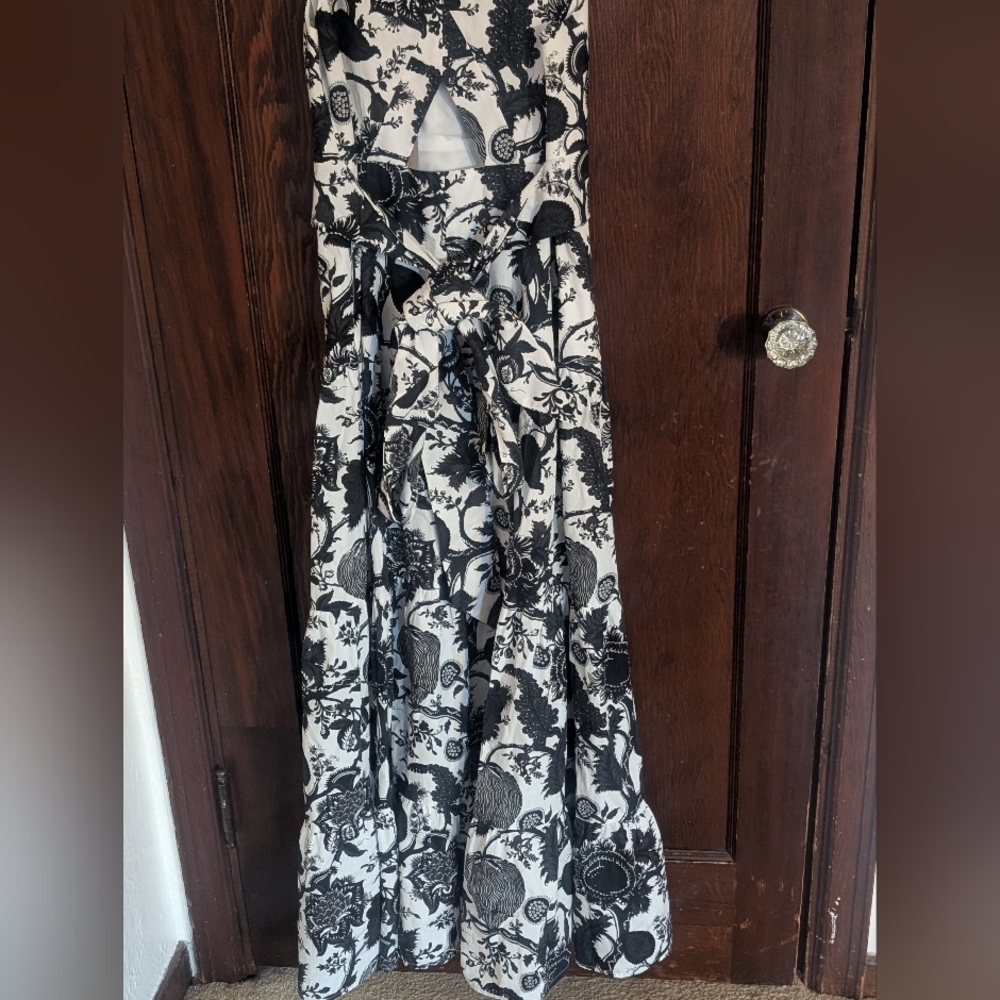 New With Tags J. Crew Tiered Maxi Dress in Ratti Print Black and White (size 6) - Picture 7 of 11